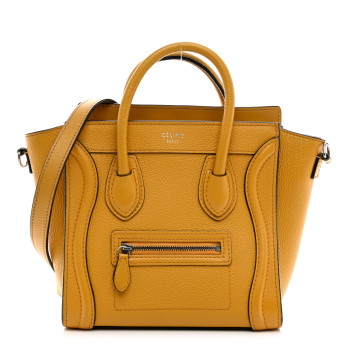 CELINE Drummed Calfskin Nano Luggage Ocre