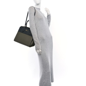LOUIS VUITTON Calfskin City Steamer MM Kaki Black