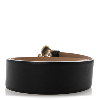 CHANEL Calfskin Pearl Crystal CC Belt 85/34 Black Gold