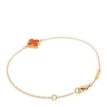 VAN CLEEF & ARPELS 18K Rose Gold Carnelian Sweet Alhambra Bracelet