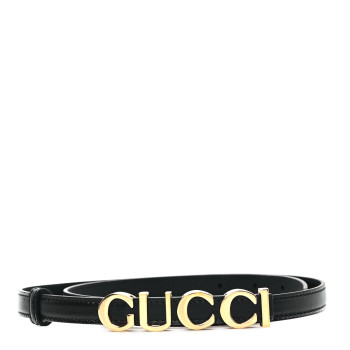 GUCCI Plutone Calfskin Gucci Buckle 20mm Thin Belt 75 30 Black