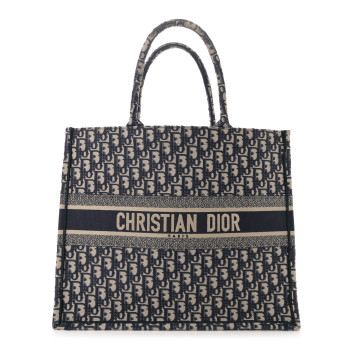 CHRISTIAN DIOR Oblique Large Book Tote Blue Multicolor