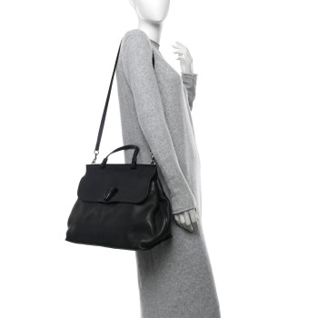 GUCCI Cellarius Calfskin Large Bamboo Daily Top Handle Bag Black