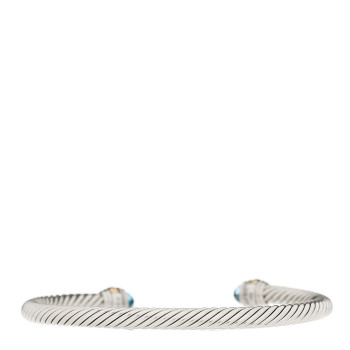 DAVID YURMAN Sterling Silver 14K Yellow Gold Blue Topaz 5mm Cable Classics Bracelet