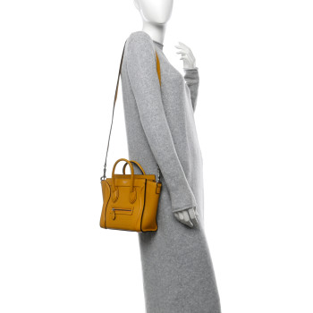 CELINE Drummed Calfskin Nano Luggage Ocre