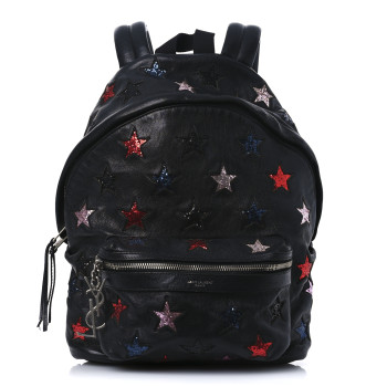 SAINT LAURENT Lambskin Star Applique Mini City California Backpack Black