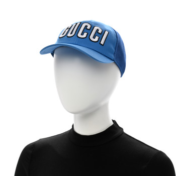GUCCI Cotton Logo Patch Baseball Hat L Blue