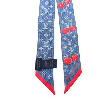 LOUIS VUITTON LV X TM Silk Monogram Cerises Bandeau  Denim Blue