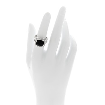 DAVID YURMAN Sterling Silver Diamond Black Onyx 11mm Albion Statement Ring 52 6