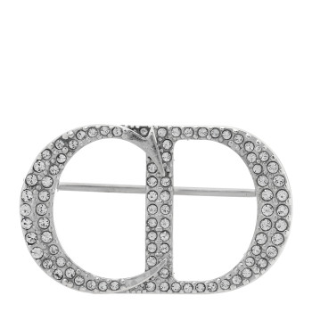 CHRISTIAN DIOR Sterling Silver Crystal CD Logo Brooch