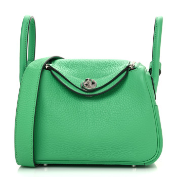 HERMES Taurillon Clemence Mini Lindy 20 Vert Comics