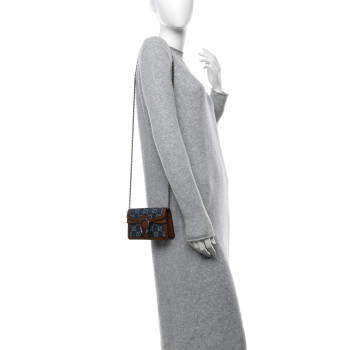 GUCCI New Denim GG Monogram Dollar Calfskin Enamel Super Mini Dionysus Shoulder Bag Blue Tea Cuir Epilog Electric Blue