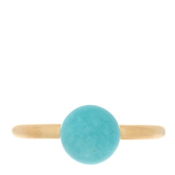 TIFFANY 18K Yellow Gold Amazonite 8mm HardWear Ball Ring 56 7.5