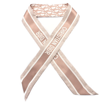 CHRISTIAN DIOR Silk Oblique Mitzah Scarf Rose