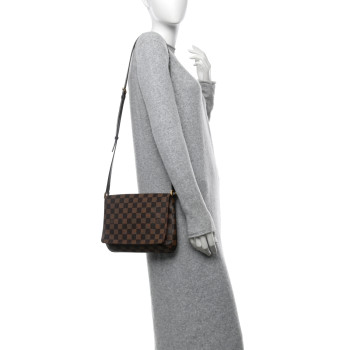 LOUIS VUITTON Damier Ebene Musette Tango Long Strap