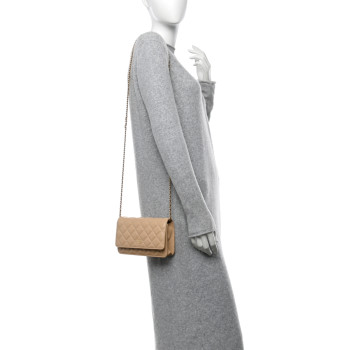 CHANEL Caviar Quilted Wallet on Chain WOC Beige