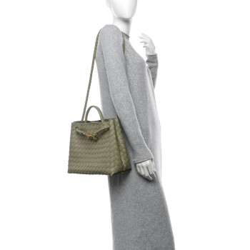 BOTTEGA VENETA Nappa Intrecciato Medium Andiamo Shoulder Bag Travertine