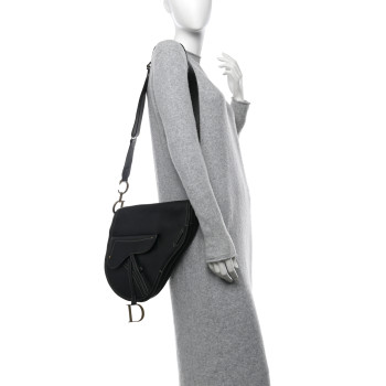 CHRISTIAN DIOR Calfskin Baudrier Saddle Bag Black