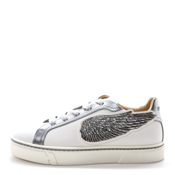 HERMES Calfskin Epsom Womens Velvet Sneakers 36 White Silver