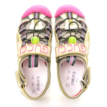 GUCCI Mesh Fabric Tinsel Sport Sandals 36 Loess Sand Box Pink