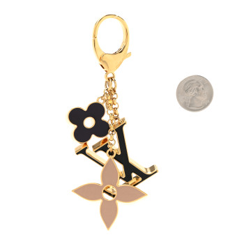 LOUIS VUITTON Metal Enamel Fleur De Monogram Bag Charm Dore