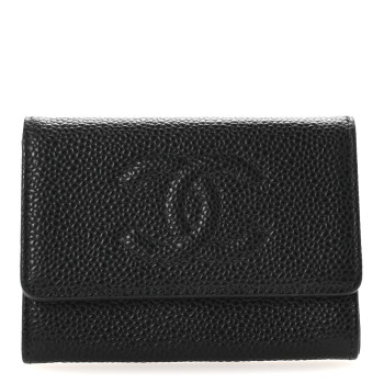 CHANEL Caviar Timeless CC Flap Card Holder Black