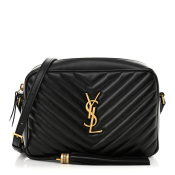 SAINT LAURENT Calfskin Matelasse Monogram Lou Camera Bag Black