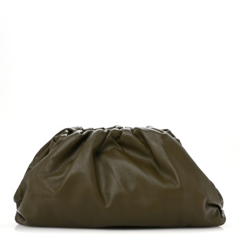 BOTTEGA VENETA Smooth Butter Calf The Pouch Oversized Clutch Kaki Fondent