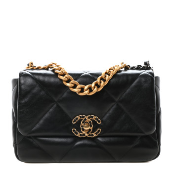 CHANEL Lambskin Quilted Medium Chanel 19 Flap Black