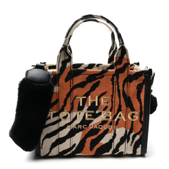 MARC JACOBS Cotton Canvas Zebra Tiger Print Mini The Traveler Tote Bag