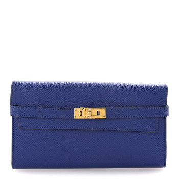 HERMES Epsom Kelly Longue Wallet Bleu Electrique