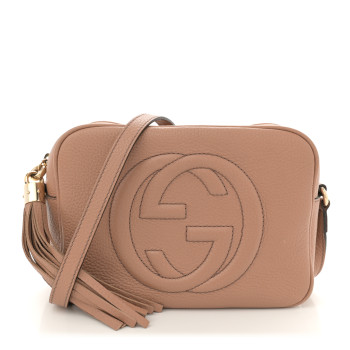 GUCCI Pebbled Calfskin Small Soho Disco Bag Camelia