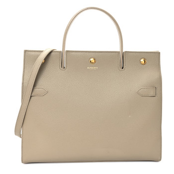 BURBERRY Grainy Calfskin Medium Title Bag Honey