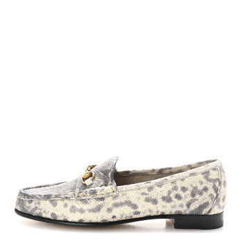 GUCCI Lambskin Animalier Karung Printed Horsebit Loafers 36.5 Roccia