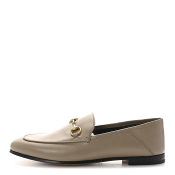 GUCCI Lambskin Womens Brixton Horsebit Loafers 40 Mud