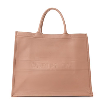 CHRISTIAN DIOR Calfskin Embossed Large Book Tote Rose de Vents