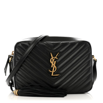 SAINT LAURENT Calfskin Matelasse Monogram Lou Camera Bag Black