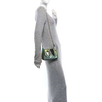 GUCCI Piuma Shade Lux Mirrored Calfskin Mini Jackie Notte Bag Glacial Yellow Silver