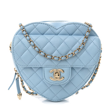 CHANEL Lambskin Quilted CC In Love Heart Bag Light Blue