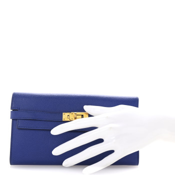HERMES Epsom Kelly Longue Wallet Bleu Electrique
