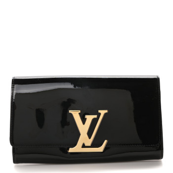 LOUIS VUITTON Patent Louise Clutch Black