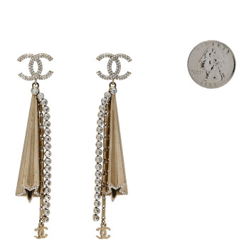CHANEL Crystal CC Star Drop Earrings Gold