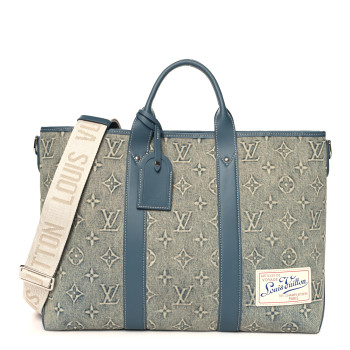 LOUIS VUITTON Monogram Washed Denim Weekend Tote NM Blue