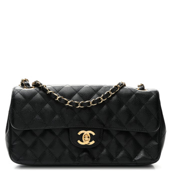 CHANEL Caviar Quilted East West Flap Black