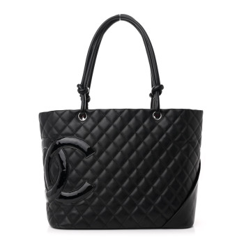 CHANEL Calfskin Quilted Large Cambon Tote Black