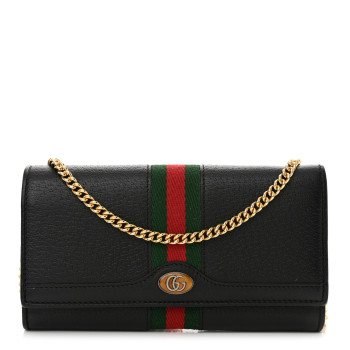 GUCCI Dollar Calfskin Web Ophidia Wallet On Chain Black