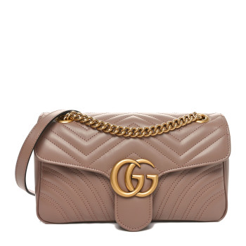 GUCCI Calfskin Matelasse Small GG Marmont Shoulder Bag Porcelain Rose