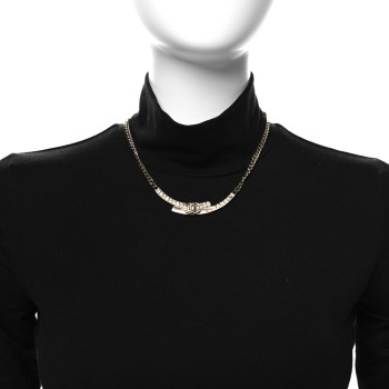 CHANEL Crystal CC Choker Necklace Gold