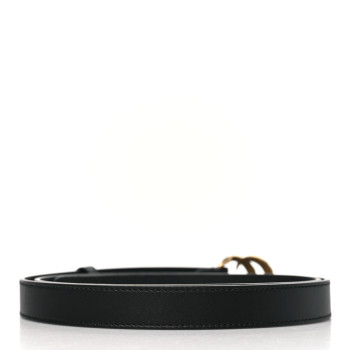 GUCCI Calfskin Pearl Double G 20mm Belt 100 40 Black Cream
