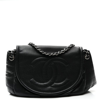 CHANEL Caviar Half Moon Large Flap Black
